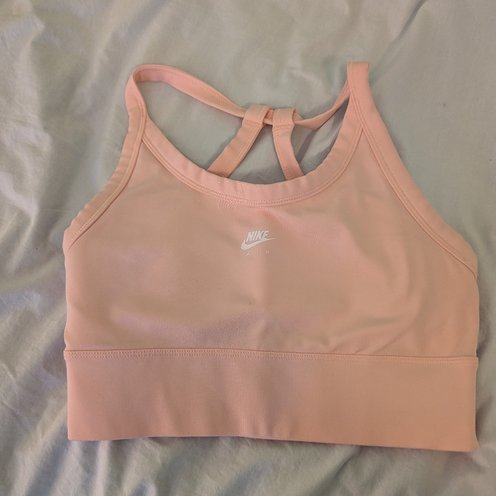Nike dri-fit women's long line sports bra, small, light pink